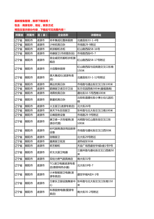 新版辽宁省朝阳市凌源市厨卫电器企业公司商家户名录单联系方式地址大全50家