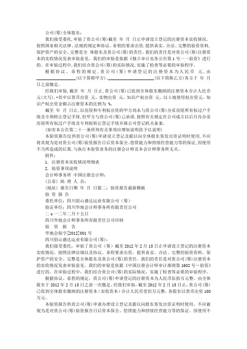 验资报告范文