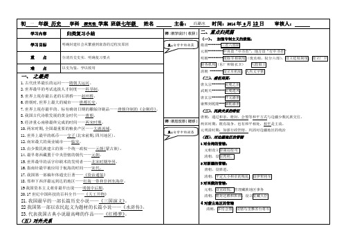 七年级历史下综合学案