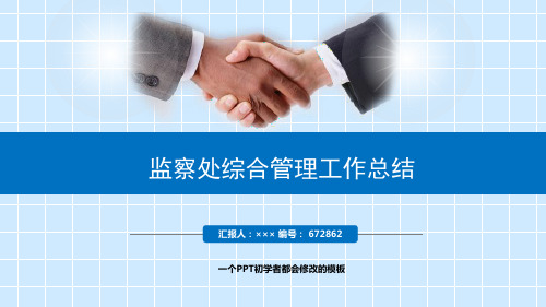 最新监察处综合管理工作总结述职PPT模板