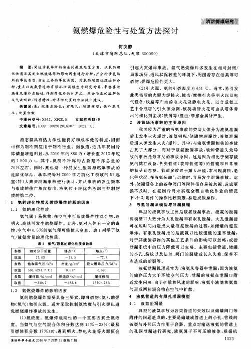 氨燃爆危险性与处置方法探讨