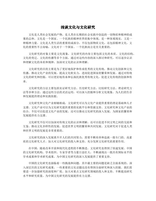 浅谈文化与文化研究