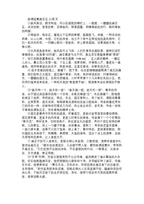 秋满疏篱扁豆花小溪／文阅读答案