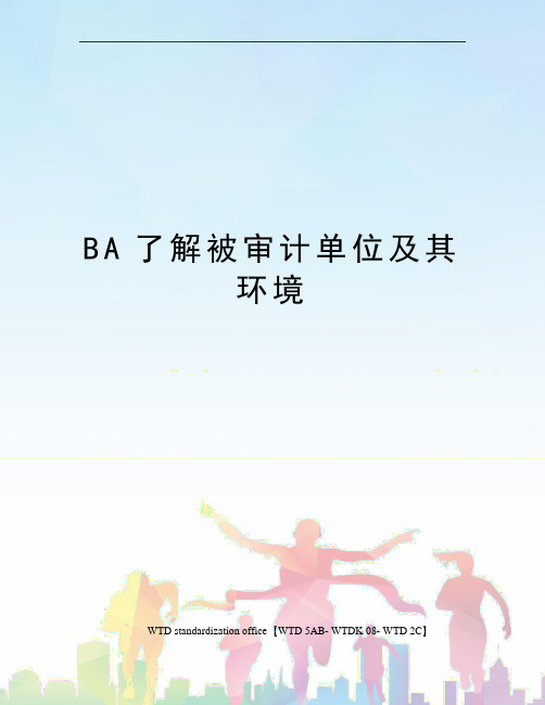 BA了解被审计单位及其环境