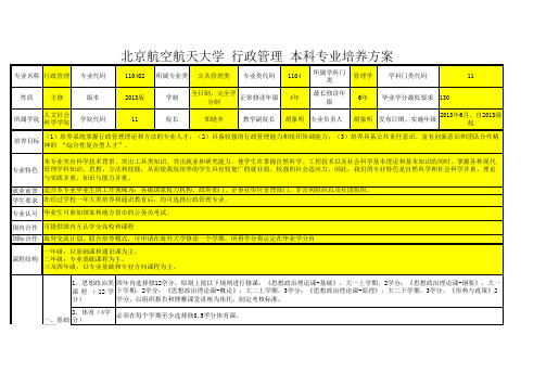 北航2014-行政管理专业培养方案