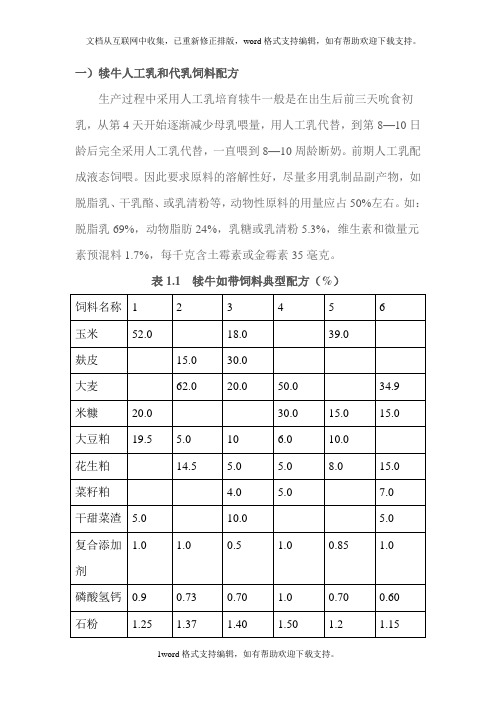 犊牛代乳料配方