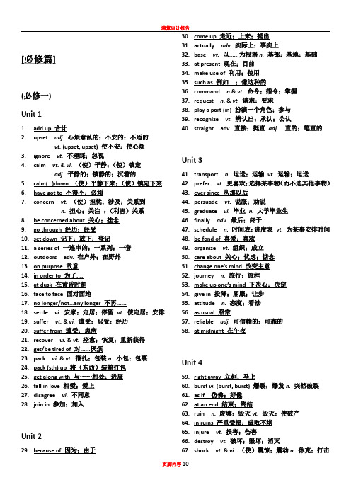 【修改最新版】高中英语(人教版)必修+选修(共8本书)词汇表-黑体部份