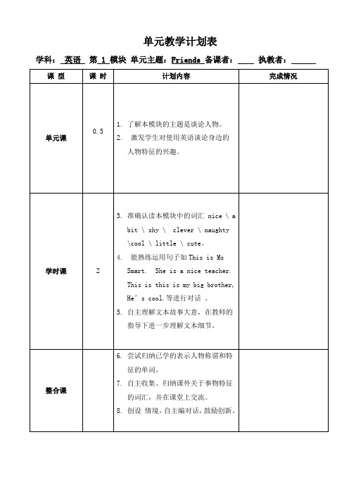小学英语四年级下册《M1-3》教案
