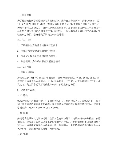 唐钢冶金实习报告