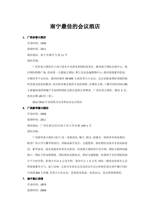 南宁最佳的商务会议酒店