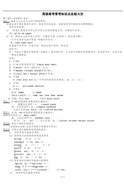 英语高考常考知识点总结大全