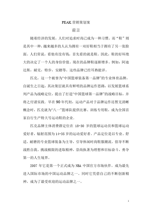 PEAK策划案