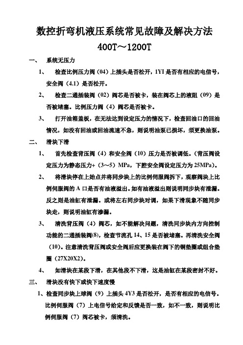 13-800T数控折弯机液压常见故障及解决方法