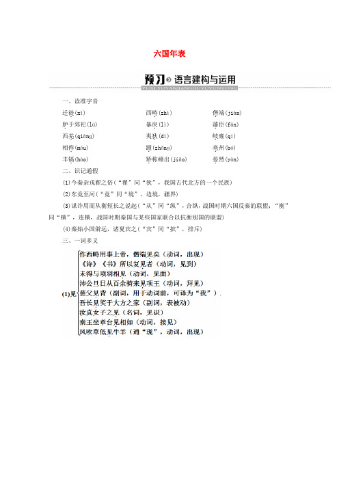 2019_2020学年高中语文5六国年表学案(含解析)苏教版选修《史记选读》