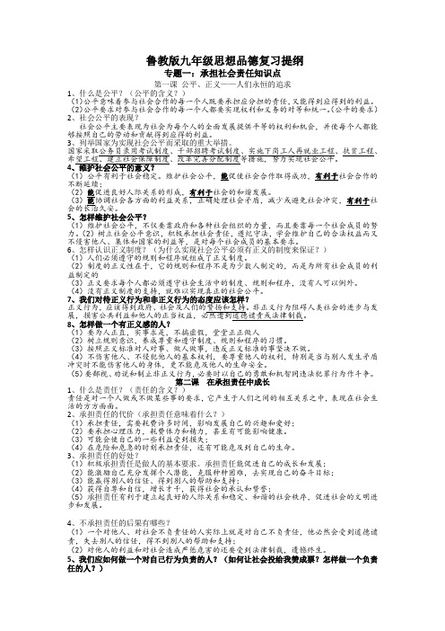 鲁教版九年级思品2017中考复习资料