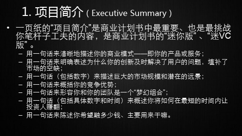 项目简介ExecutiveSummary共16页文档