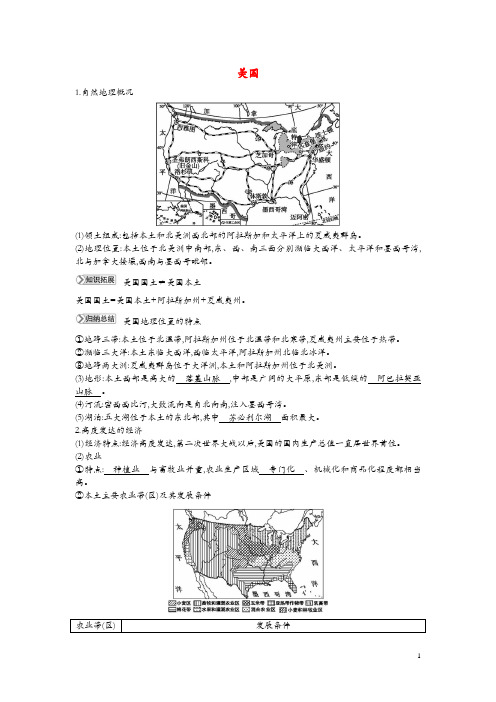 七年级地理下册第八章走进国家8.5美国知识点素材新版湘教版