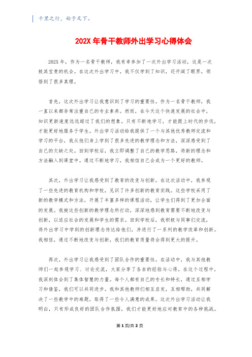 202X年骨干教师外出学习心得体会