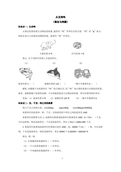 2.5 从克到吨(概念与例题)