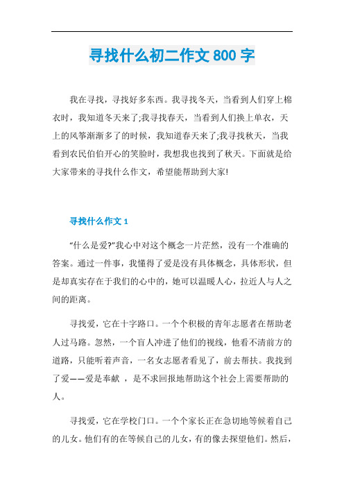 寻找什么初二作文800字