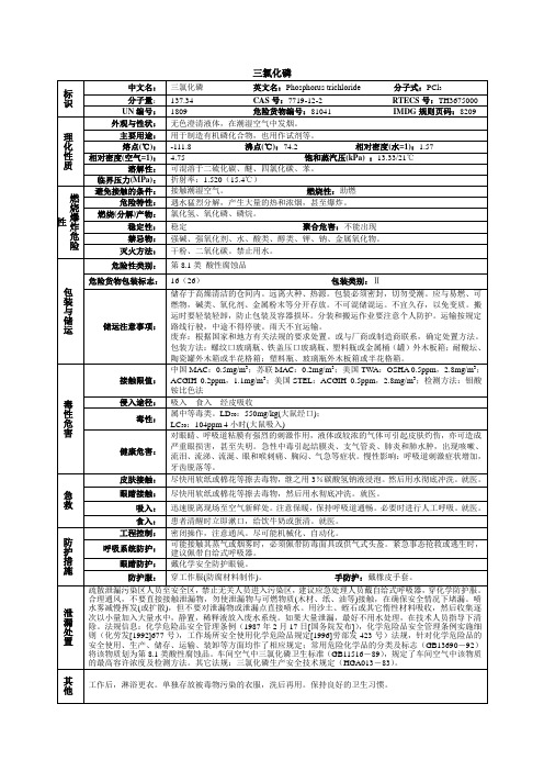 三氯化磷化学品安全技术说明书MSDS