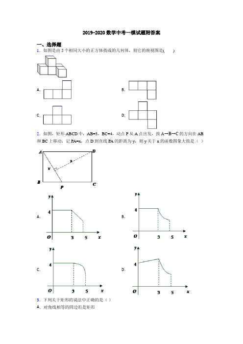 2019-2020数学中考一模试题附答案