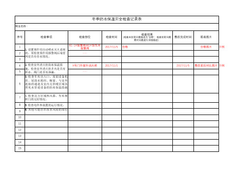 冬季防冻保温安全检查记录表模板
