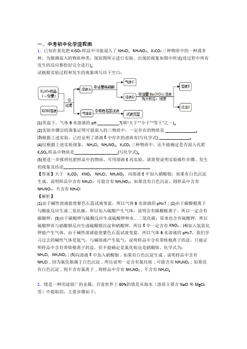 2020-2021中考化学二模试题分类汇编——流程图综合及答案