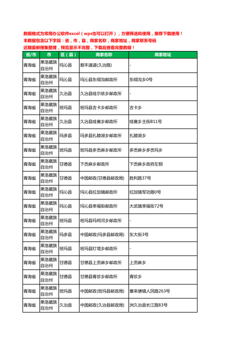 2020新版青海省果洛藏族自治州运输工商企业公司商家名录名单黄页联系电话号码地址大全35家