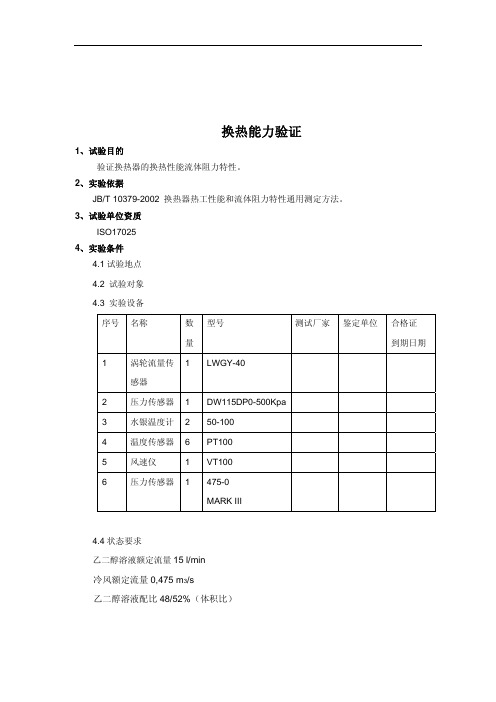 换热器性能试验大纲