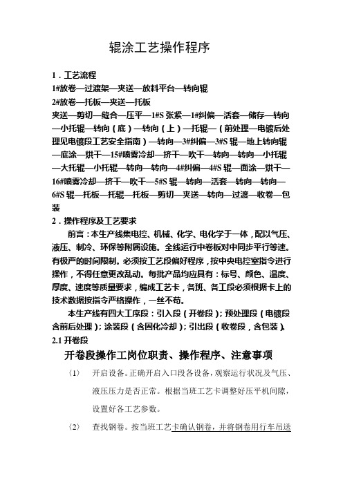 辊涂工艺操作程序
