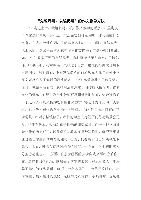 “先说后写,以说促写”的作文教学