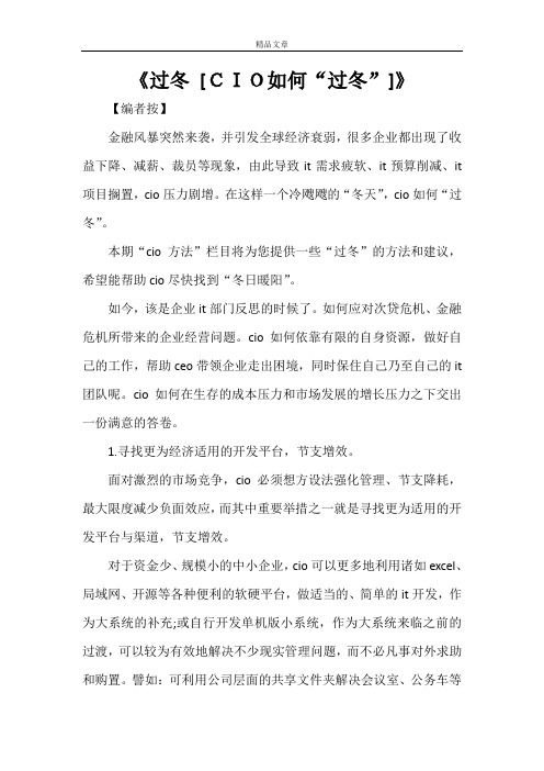 《过冬 [CIO如何“过冬”]》