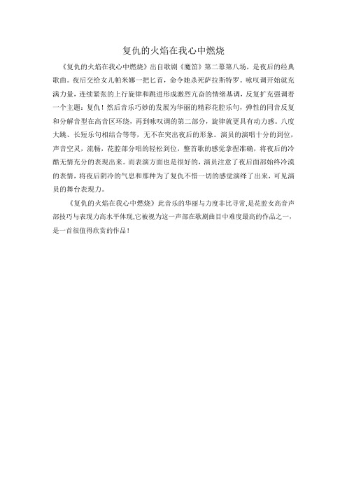 《复仇的火焰在我心中燃烧》赏析