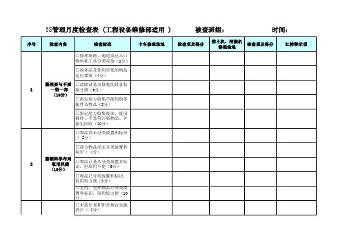 工程设备维修部5s检查表