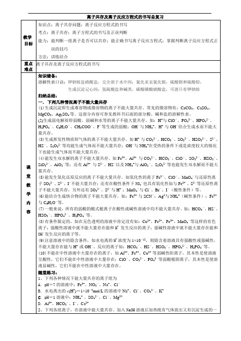 离子共存及离子方程式的书写