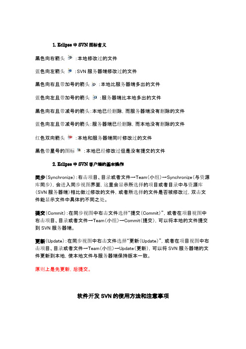 软件开发SVN的使用方法和注意事项-Eclipse中SVN图标含义