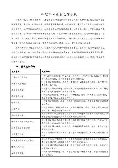 心理测评量表之综合版