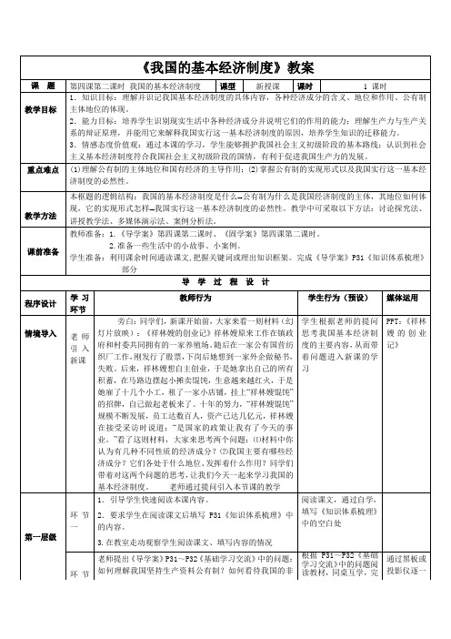 人教版必修一《我国的基本经济制度》教案