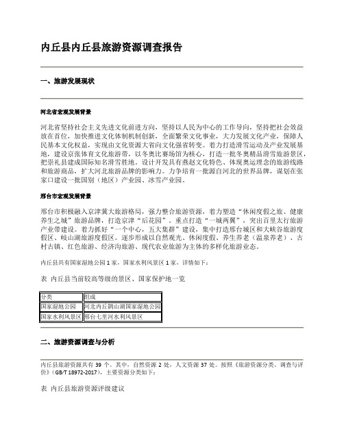 邢台内丘县旅游资源调查报告