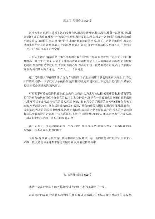 高中作文：莲之泪_写景作文800字