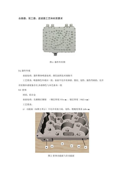 合路器、双工器、滤波器工艺和材质要求
