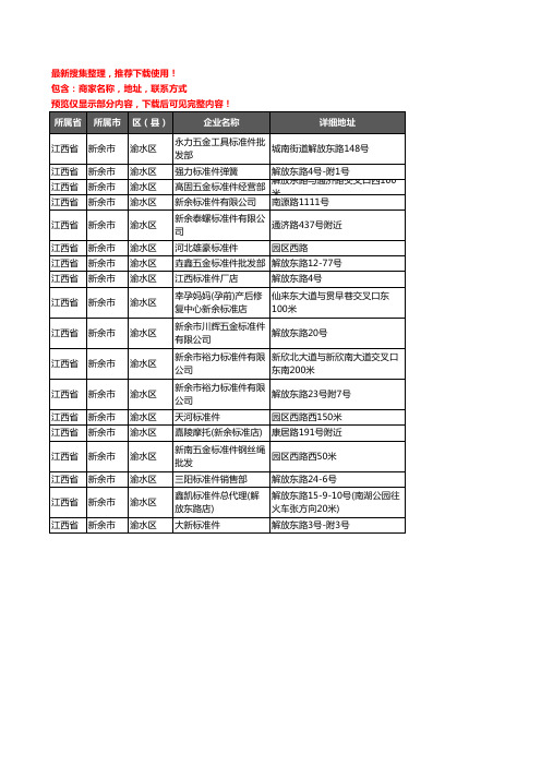 新版江西省新余市渝水区标准件企业公司商家户名录单联系方式地址大全18家