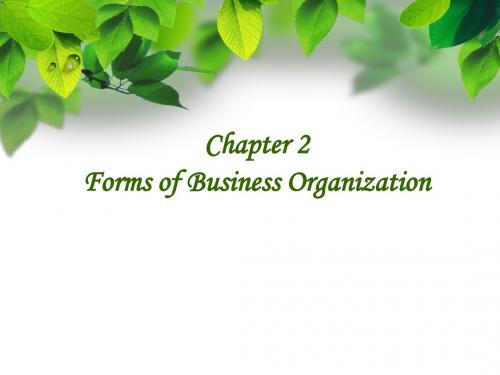 Unit 2 Forms of business Orgonization