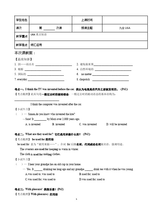 人教版英语九年级全册Unit6SectionA知识点学案