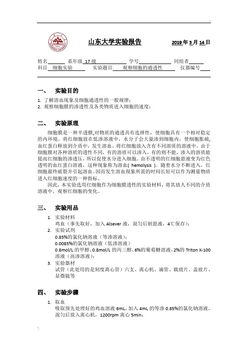 细胞通透性实验报告