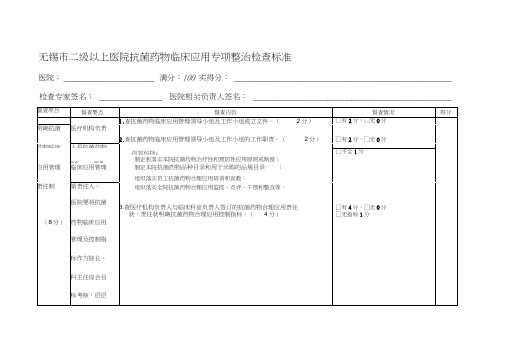 二级以上医院抗菌素检查表
