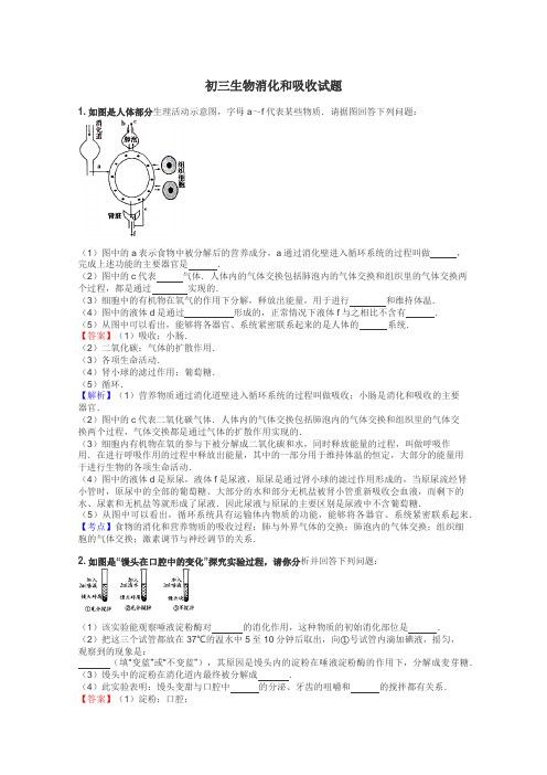 初三生物消化和吸收试题
