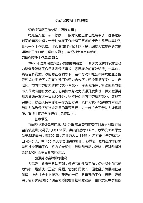 劳动保障所工作总结（精选6篇）