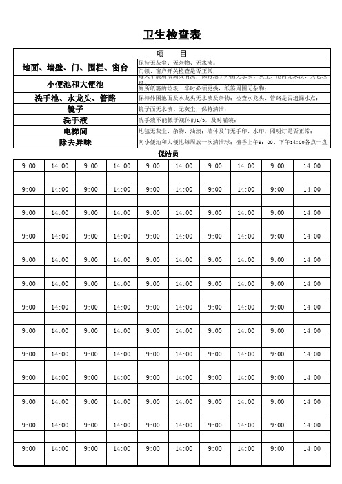 洗手间卫生检查表